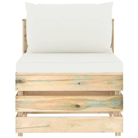 Divano Centrale Modulare Con Cuscini In Legno Impregnato Verde - Foto 1