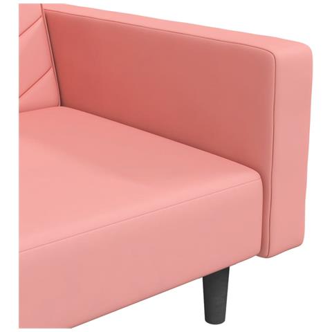 Divano Letto a 2 Posti con 2 Cuscini Rosa in Velluto - Foto 9