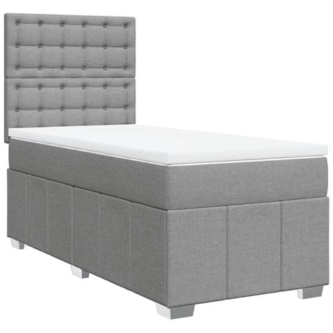 Giroletto a Molle con Materasso Grigio Chiaro 80x200 cm Tessuto - Foto 1