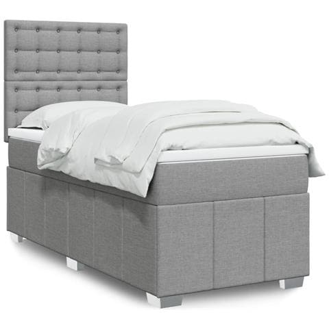 Giroletto a Molle con Materasso Grigio Chiaro 80x200 cm Tessuto - Foto 2