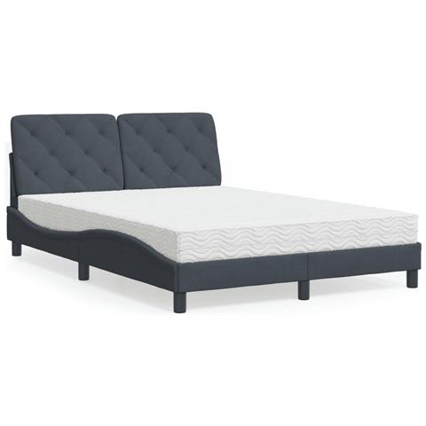 Letto con Materasso Grigio Scuro 120x200 cm in Velluto - Foto 2