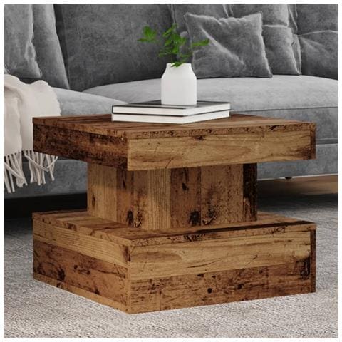 Tavolino da Salotto con Luci LED Legno Antico 50x50x40 cm - Foto 2