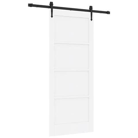 Porta Scorrevole con Set Hardware 'ORKDAL'Bianco Legno Massello di Pino - Foto 1