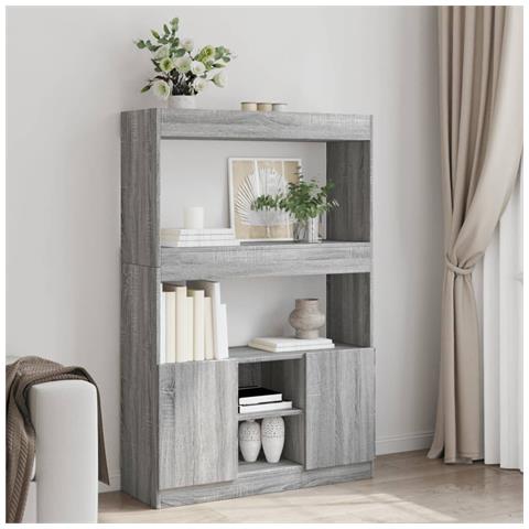 Credenza Grigio Sonoma 92x33x140 cm in Legno Multistrato - Foto 2