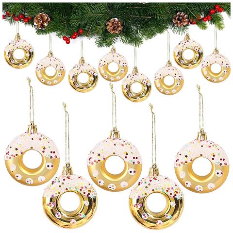 Set Di 4 Decorazioni Natalizie A Forma Di Ciambella Per Albero Di Natale Gold - Foto 2