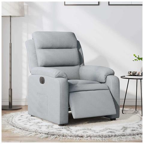 Poltrona Elettrica Reclinabile Grigio Chiaro in Tessuto - Foto 2