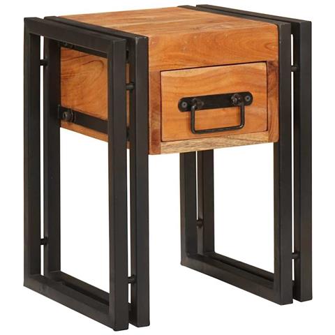 Tavolino 30 x 30 x 40 cm Legno di acacia massello e metallo - Foto 1