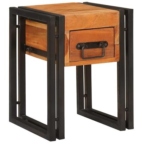 Tavolino 30 x 30 x 40 cm Legno di acacia massello e metallo - Foto 2