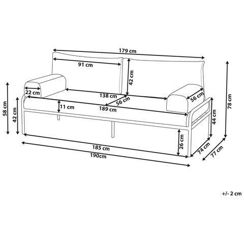 Divano Da Giardino 2 Posti Solofra Metallo Verde Menta - Foto 8