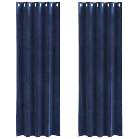 Tende con tende 2 pcs Blu scuro 140 x 260 cm Velluto - Foto 1