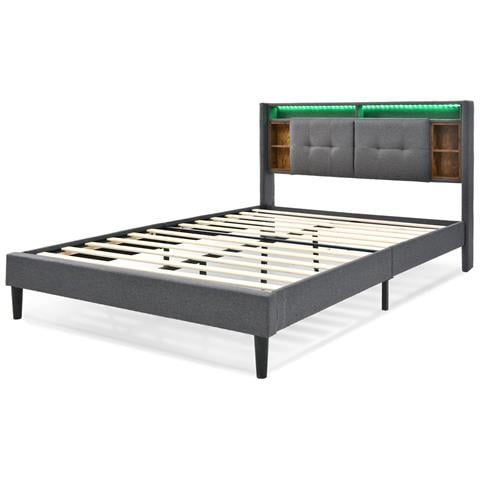 Letto Grigio Multifunzione Con Presa, Led, Stoccaggio E Dimensioni Ottimizzate - Foto 2