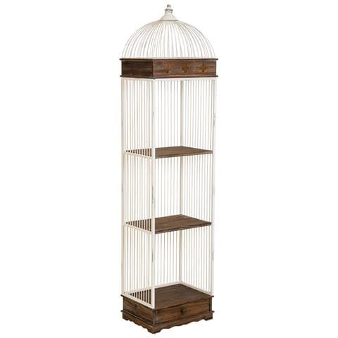 Scaffale, Legno Bianco E Metallo, 3 Ripiani, 1 Cassetto 41x31x172h Cm - Foto 1