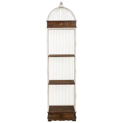 Scaffale, Legno Bianco E Metallo, 3 Ripiani, 1 Cassetto 41x31x172h Cm - Foto 2