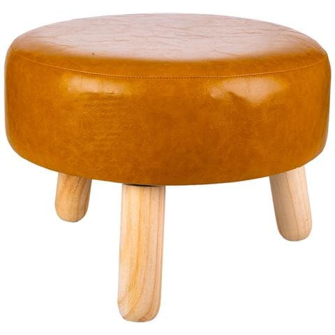 Sgabello In Legno E Similpelle Arancione 40x40x13/29h - Foto 1