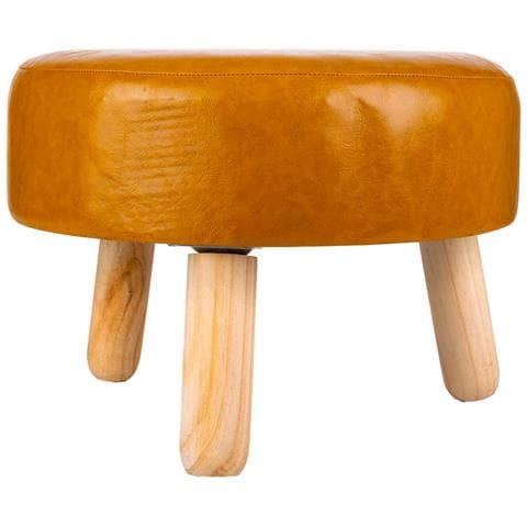 Sgabello In Legno E Similpelle Arancione 40x40x13/29h - Foto 2