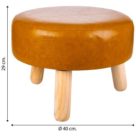Sgabello In Legno E Similpelle Arancione 40x40x13/29h - Foto 5