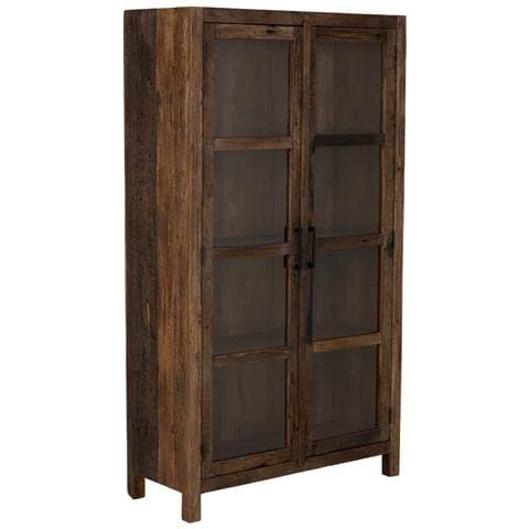 Vetrina Artigianale In Legno Con 2 Ante Marrone, 100x40x180h Cm - Foto 1