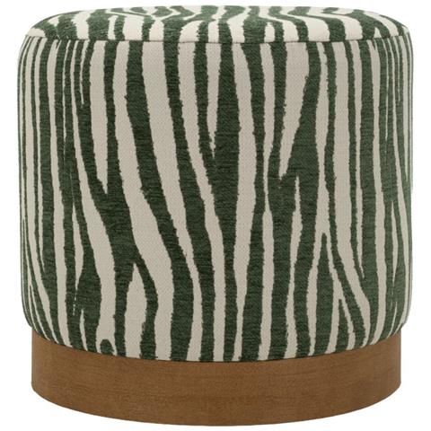 Pouf Savana Rotondo In Compensato E Tessuto Verde E Marrone Ø40x40 Cm - Foto 1
