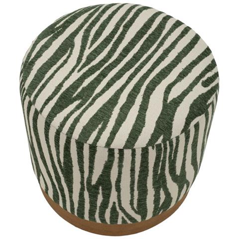 Pouf Savana Rotondo In Compensato E Tessuto Verde E Marrone Ø40x40 Cm - Foto 2