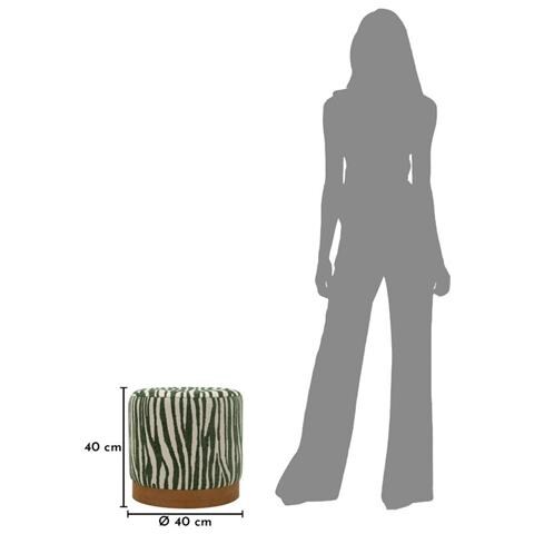 Pouf Savana Rotondo In Compensato E Tessuto Verde E Marrone Ø40x40 Cm - Foto 6