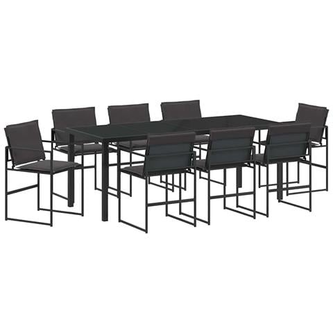 Set da Pranzo per Giardino 9 pcs Nero - Foto 1