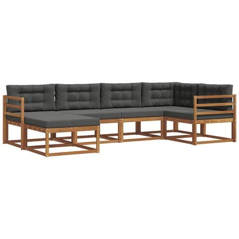 Set di divani da esterno con cuscino 6 pcs Naturale e Antracite - Foto 1