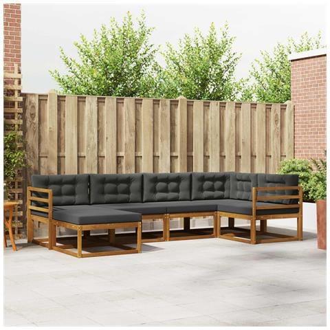 Set di divani da esterno con cuscino 6 pcs Naturale e Antracite - Foto 2