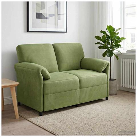 Divano a 2 Posti Verde chiaro 138 x 83 x 95 cm Velluto - Foto 2