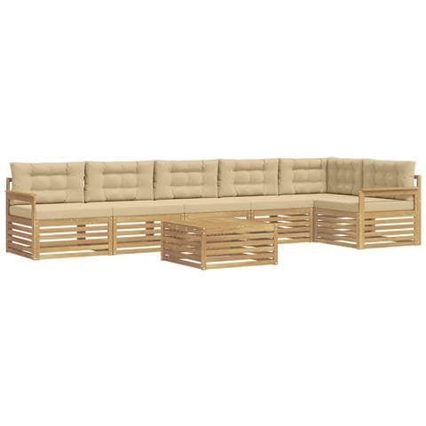 Set di divani da esterno con cuscino 7 pcs Bianco e Beige - Foto 1