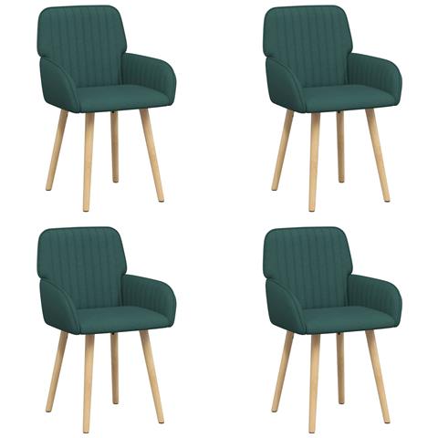 Sedie da pranzo 4 pcs Tessuto Verde Scuro 56,5 x 50 x 87,5 cm - Foto 1