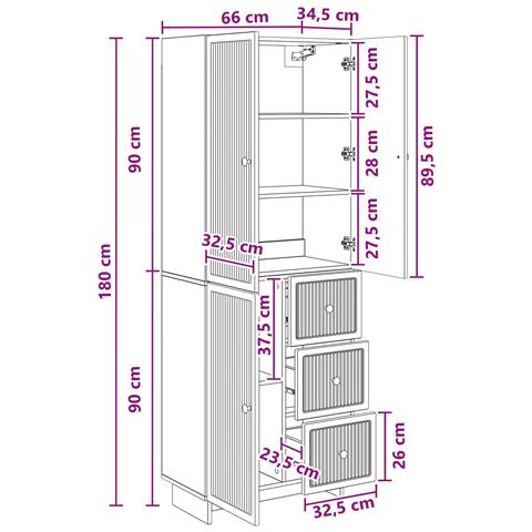 Set di armadi 2 pcs 66 x 34,5 x 90 cm Legno ingegnerizzato - Foto 9