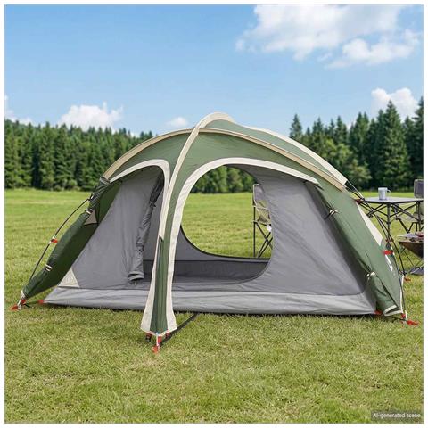 Tenda da trekking con telo impermeabile 2 persona Verde - Foto 2