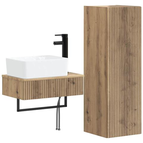 Set di mobili per il bagno 2 pz Rovere Artigianale - Foto 1
