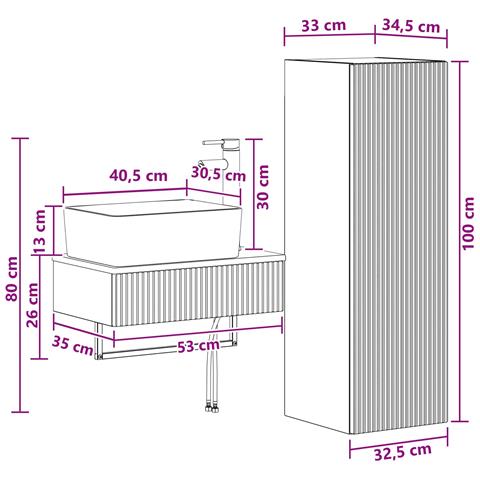 Set di mobili per il bagno 2 pz Rovere Artigianale - Foto 10