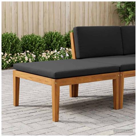Poggiapiedi da giardino con cuscino Legno di Acacia Massello - Foto 2