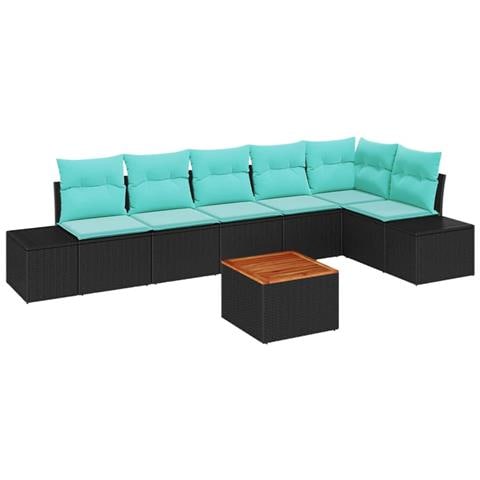 Set Divano da Giardino 7 pz Nero e turchese - Foto 1