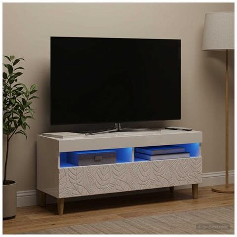 Mobile TV LED Bianco Lucido Legno ingegnerizzato - Foto 2