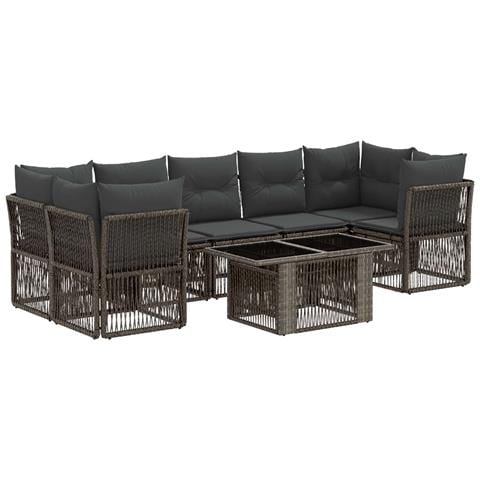 Set Divano da Giardino 8 pz Grigio polyrattan - Foto 1