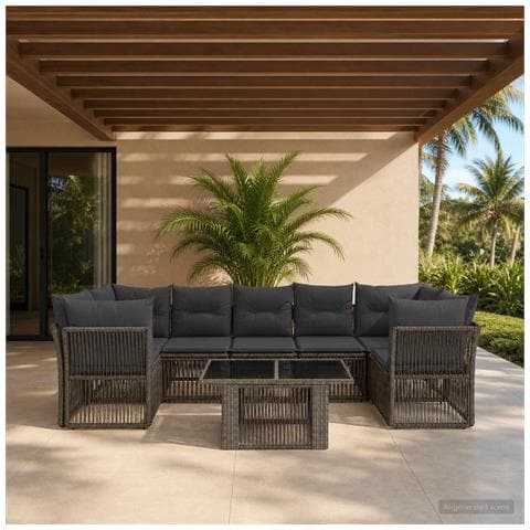 Set Divano da Giardino 8 pz Grigio polyrattan - Foto 10