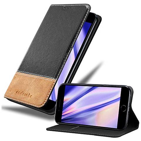 Custodia Libro Per Apple Iphone 8 Plus / 7 Plus / 7s Plus In Nero Marrone - Con Vani Di Carte, Funzione Stand E Chiusura Magnetica - Portafoglio Cover Case Wallet Book Etui Protezione - Foto 1