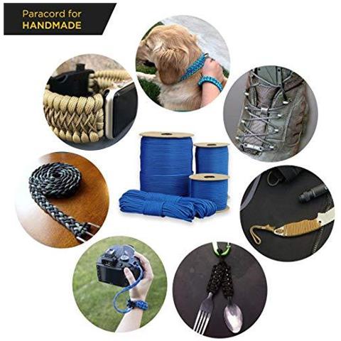 Paracord 550 Paracadute Fune 7-wire Type Iii Mil-spec Sopravvivenza Cable - 250kg Rottura Di Carico Blu A 50 M - Foto 4