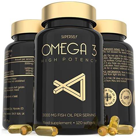 Lolio Di Pesce Omega 3 Capsule - Ad Alta Resistenza 3000mg - 120 Facile Da Inghiottire Softgel Capsule - Triple Potenza 1650mg Omega 3 Con 990mg Di Epa E Dha 660mg - Made In Uk - 1000mg Olio Di Pesce Per Compressa - Foto 1