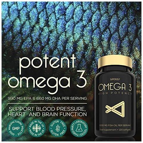 Lolio Di Pesce Omega 3 Capsule - Ad Alta Resistenza 3000mg - 120 Facile Da Inghiottire Softgel Capsule - Triple Potenza 1650mg Omega 3 Con 990mg Di Epa E Dha 660mg - Made In Uk - 1000mg Olio Di Pesce Per Compressa - Foto 4