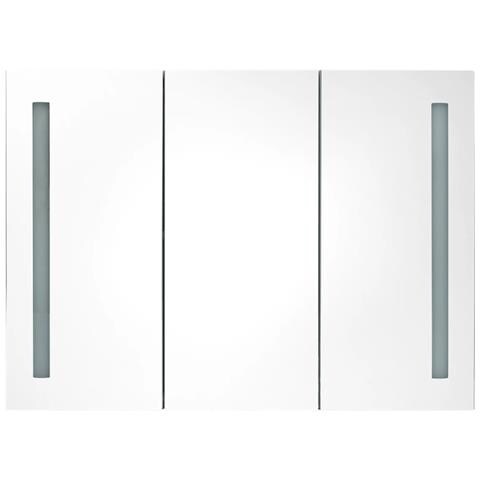 Armadietto Bagno con Specchio e LED 89x14x62 cm Grigio Lucido - Foto 8