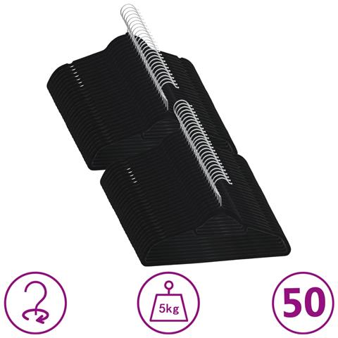 Set Appendiabiti 50 pz Antiscivolo Nero in Velluto - Foto 1