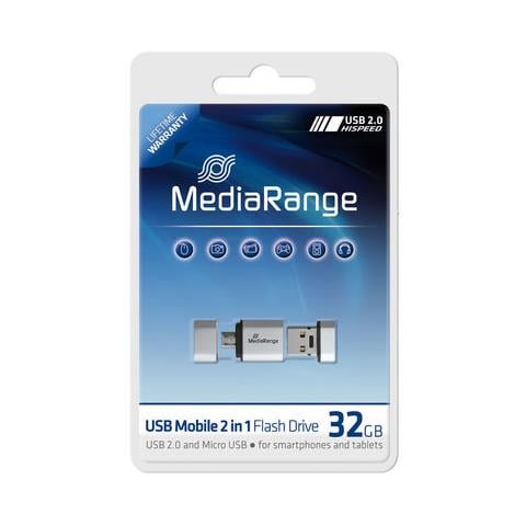 32GB USB Mobile 2 in 1 OTG, USB 2.0, Type-A, Cuffia, Argento, Blister - Foto 1