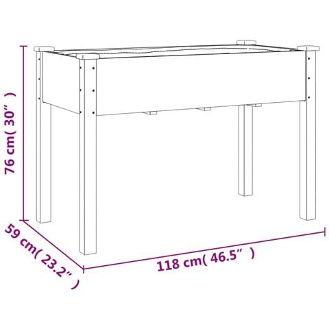 Fioriera Ruote E Fodera Grigia 118x59x80cm Legno Massello Abete - Foto 7