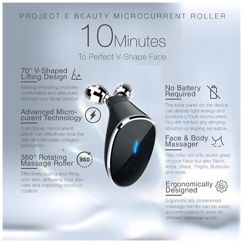 Dispositivo Facciale A Microcorrente, Massaggiatore Facciale, Strumento Per Scolpire La Cura Della Pelle Con Rulli A Led Multifunzionali A Microcorrente, Lifting Elettrico Del Viso, Dispositivo Di Microscultura Per Viso E Collo. - Nero - Foto 4