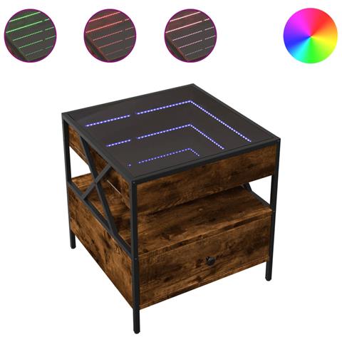 Tavolino Da Salotto Con Led Infinity Rovere Fumo 50x50x51 Cm - Foto 2