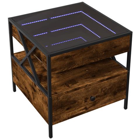 Tavolino Da Salotto Con Led Infinity Rovere Fumo 50x50x51 Cm - Foto 3